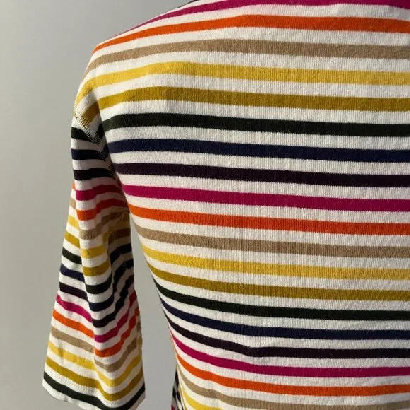 90s Sonia Rykiel Rainbow Stripe Rhinestone Babydoll T-shirt Crewneck Medium - Picture 7 of 15